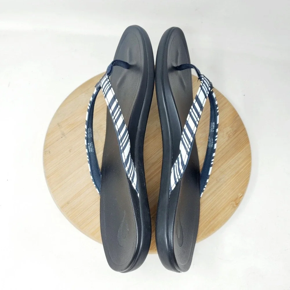 Olukai‎ Hoopio Sandals Womens 9 Striped Flip Flop Thong Pool Beach Shoes Ho'opio